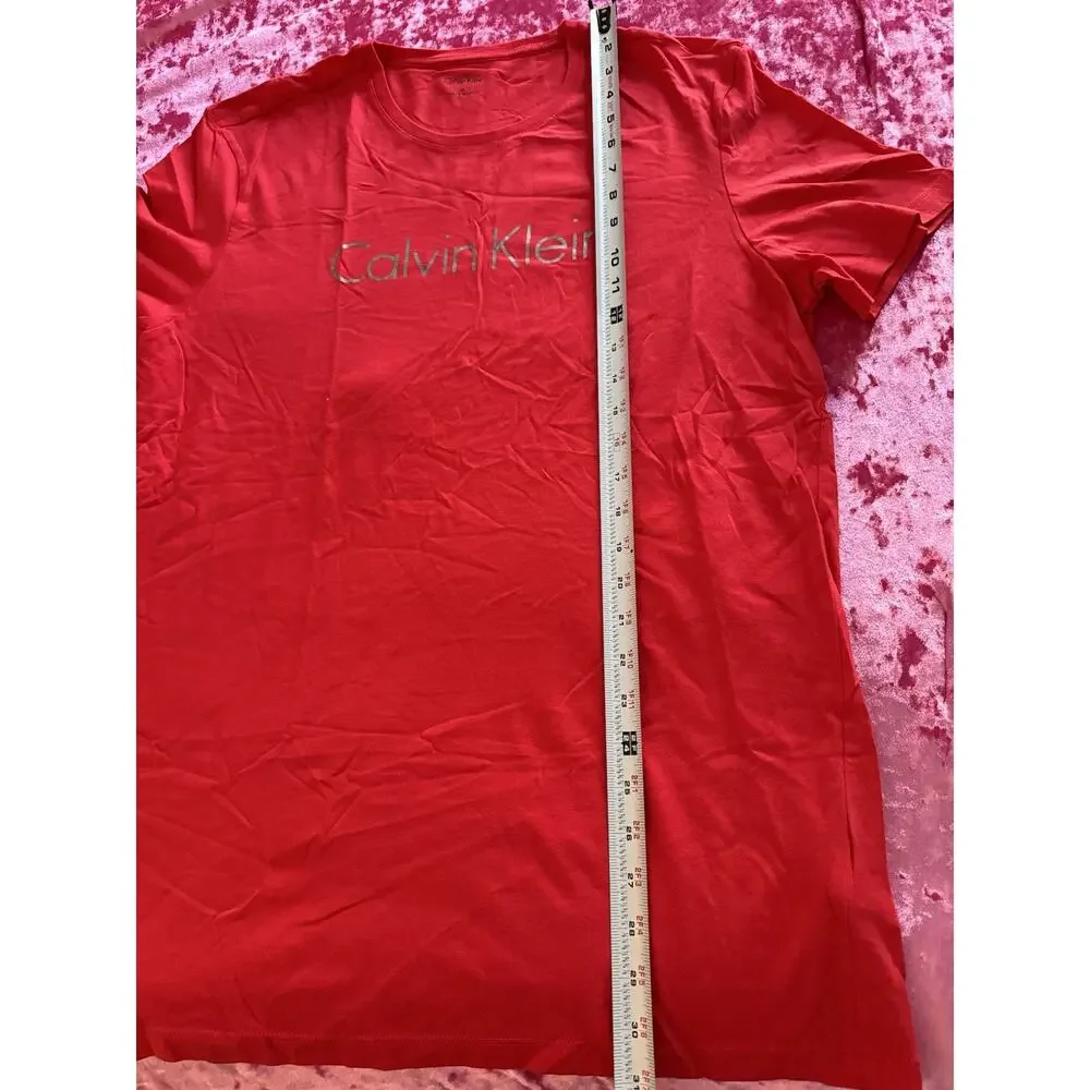 Calvin Klein Red Logo Women's XL T Shirt Summer Comfy Cozy